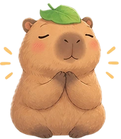Cappy with paws together, grateful for your progress.