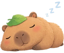 Cappy curled up asleep, ready for a restful night.