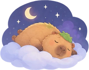 Illustration of Cappy drifting to sleep for the Sleep 4-7-12 exercise.